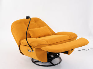 English Elm Power Recliner 270° Swivel Glider with Bluetooth Speakers, USB Charging, Phone Holder, Cup Storage Orange W1752128132