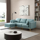 Christopher Knight Home® - Noble House - Adf Living Room Furniture Modern Leisure L Shape Couch Turquoise Fabric