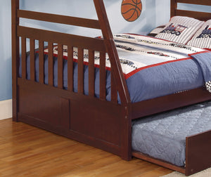 English Elm 1pc Twin/Full Bunk Bed with Twin Trundle Dark Cherry - Space-Saving Rowe Collection, Sturdy Wood Finish B011S00546