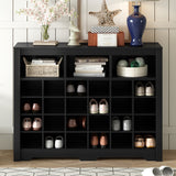 24 Shoe Cubby Console, Modern Shoe Cabinet, Versatile Sideboard for Hallway, Bedroom, Living Room - Black