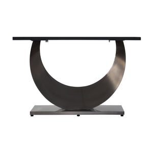 English Elm 70.87" Modern Crescent-Shaped Dining Table With White Stone Top & Black Stainless Steel Legs, Seats 6-8 W1535S00267