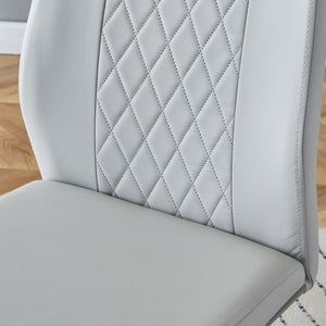 English Elm Modern Pu Leather Upholstered Dining Chairs Set of 8 with Chrome Metal Legs for Kitchen Light Gray W1151S00426