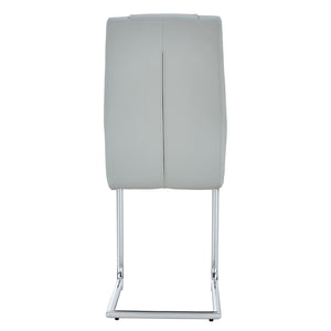 English Elm Modern Pu Leather Upholstered Dining Chairs Set of 8 with Chrome Metal Legs for Kitchen Light Gray W1151S00426