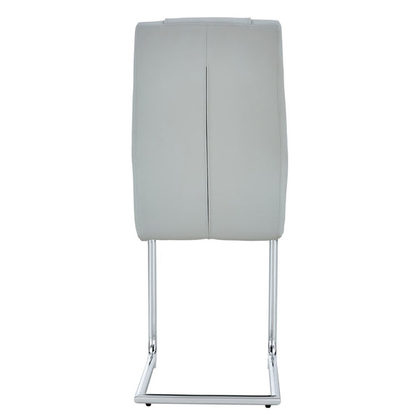 English Elm Modern Pu Leather Upholstered Dining Chairs Set of 8 with Chrome Metal Legs for Kitchen Light Gray W1151S00426