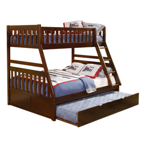 English Elm 1pc Twin/Full Bunk Bed with Twin Trundle Dark Cherry - Space-Saving Rowe Collection, Sturdy Wood Finish B011S00546