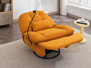 English Elm Power Recliner 270° Swivel Glider with Bluetooth Speakers, USB Charging, Phone Holder, Cup Storage Orange W1752128132