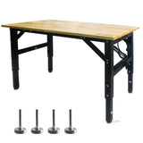 Hearth and Haven Metal Adjustable Worktable with Socket and Wooden Top W1102109607