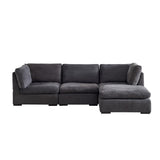 English Elm L Shape Modular Soft Fabric Sofa Filled With Down (Dark Grey)