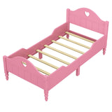 Hearth and Haven Girl'S Love Princess Bed Macaron Twin Size Toddler Bed with Side Safety Rails and Headboard and Footboard  WF310555AAH