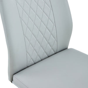 English Elm Modern Pu Leather Upholstered Dining Chairs Set of 8 with Chrome Metal Legs for Kitchen Light Gray W1151S00426