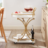 Hearth and Haven 2-Tier Bar Cart, Mobile Bar Serving Cart, Industrial Style Wine Cart For Kitchen, Beverage Cart with Wine Rack and Glass Holder, Rolling Drink Trolley For Living Room W2167130779