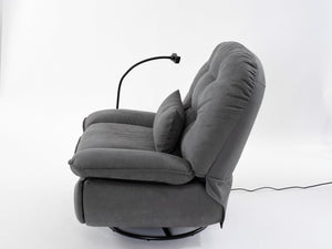 English Elm Power Recliner 270° Swivel Glider with Bluetooth Speakers, USB Charging, Phone Holder, Cup Storage Grey W1752128133