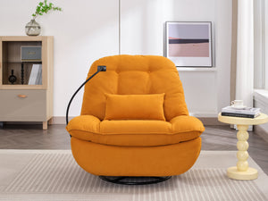 English Elm Power Recliner 270° Swivel Glider with Bluetooth Speakers, USB Charging, Phone Holder, Cup Storage Orange W1752128132