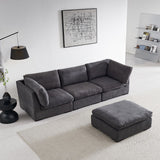 English Elm L Shape Modular Soft Fabric Sofa Filled With Down (Dark Grey)