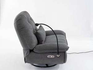English Elm Power Recliner 270° Swivel Glider with Bluetooth Speakers, USB Charging, Phone Holder, Cup Storage Grey W1752128133