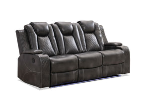 English Elm M070 Power Reclining Sofa with Led Lighting Usb Charging and Faux Leather Seating W1805S00180