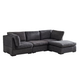 English Elm L Shape Modular Soft Fabric Sofa Filled With Down (Dark Grey)