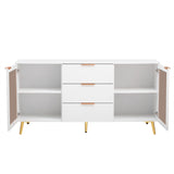 Hearth and Haven Albany 2 Door Storage Cabinet with 3 Drawers and Metal Handles, White WF308421AAK