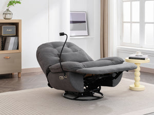 English Elm Power Recliner 270° Swivel Glider with Bluetooth Speakers, USB Charging, Phone Holder, Cup Storage Grey W1752128133