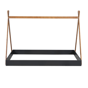 English Elm Full Full Size Tent Floor Bed with Triangle Frame, White & Natural Wood, Low-Profile Kids Play Sleep Loft WF307379AAB