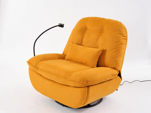 English Elm Power Recliner 270° Swivel Glider with Bluetooth Speakers, USB Charging, Phone Holder, Cup Storage Orange W1752128132
