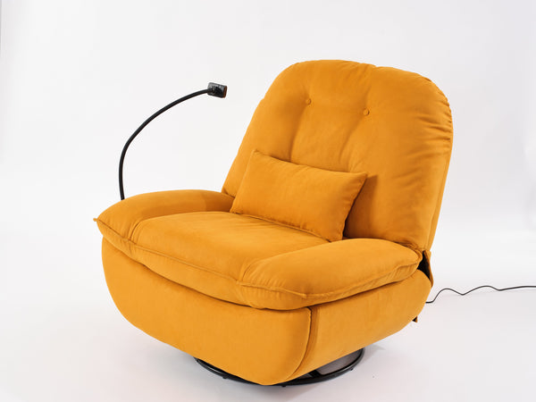 English Elm Power Recliner 270° Swivel Glider with Bluetooth Speakers, USB Charging, Phone Holder, Cup Storage Orange W1752128132