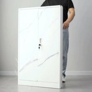 English Elm White Powder-coated Metal Locker Cabinet with Locking Doors and Adjustable Shelving W124757865