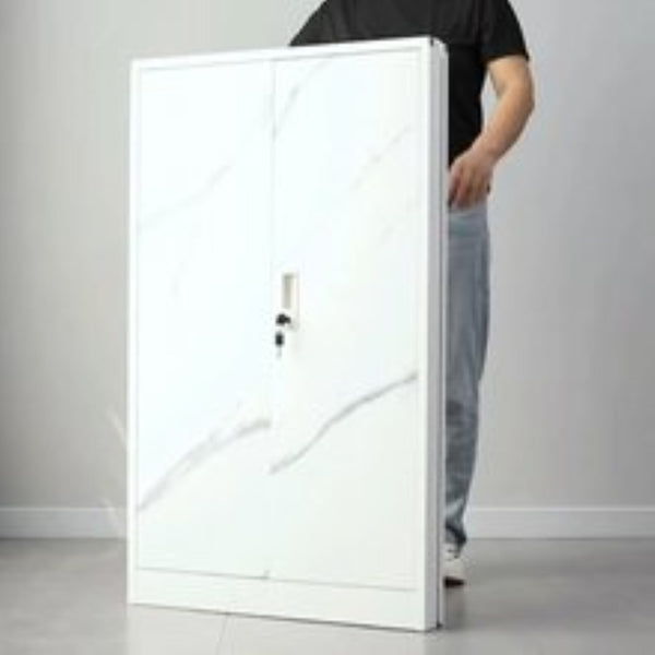 English Elm White Powder-coated Metal Locker Cabinet with Locking Doors and Adjustable Shelving W124757865