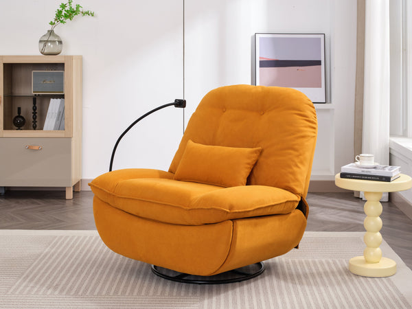 English Elm Power Recliner 270° Swivel Glider with Bluetooth Speakers, USB Charging, Phone Holder, Cup Storage Orange W1752128132