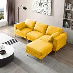 Christopher Knight Home® - Noble House - Adf Living Room Furniture Modern Leisure L Shape Couch Yellow Fabric