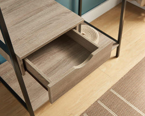 English Elm Metal Clothes Rack Slim Open Wardrobe with Drawer and Heavy-Duty Rod for Small Spaces and Entryways Black+Taupe B107P147841