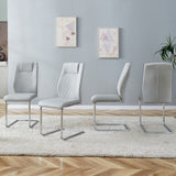 English Elm Equipped With Faux Leather Cushioned Seats - Living Room Chairs With Metal Legs, Suitable For Kitchen, Living Room, Bedroom, and Dining Room Side Chairs, Set Of 6 (Light Gray+Pu Leather)