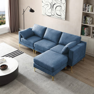 Christopher Knight Home® - Noble House - Adf Living Room Furniture Modern Leisure L Shape Couch Blue Fabric