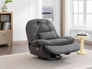 English Elm Power Recliner 270° Swivel Glider with Bluetooth Speakers, USB Charging, Phone Holder, Cup Storage Grey W1752128133