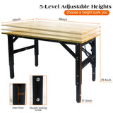 Hearth and Haven Metal Adjustable Worktable with Socket and Wooden Top W1102109607