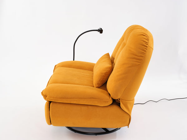 English Elm Power Recliner 270° Swivel Glider with Bluetooth Speakers, USB Charging, Phone Holder, Cup Storage Orange W1752128132