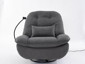 English Elm Power Recliner 270° Swivel Glider with Bluetooth Speakers, USB Charging, Phone Holder, Cup Storage Grey W1752128133