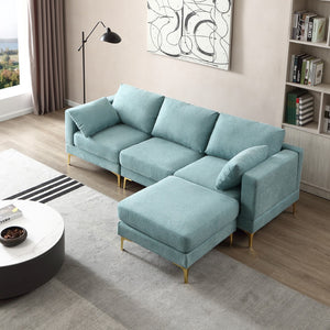 Christopher Knight Home® - Noble House - Adf Living Room Furniture Modern Leisure L Shape Couch Turquoise Fabric