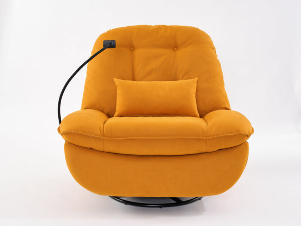 English Elm Power Recliner 270° Swivel Glider with Bluetooth Speakers, USB Charging, Phone Holder, Cup Storage Orange W1752128132