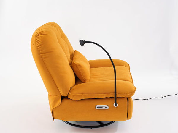 English Elm Power Recliner 270° Swivel Glider with Bluetooth Speakers, USB Charging, Phone Holder, Cup Storage Orange W1752128132