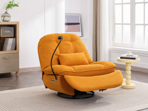 English Elm Power Recliner 270° Swivel Glider with Bluetooth Speakers, USB Charging, Phone Holder, Cup Storage Orange W1752128132