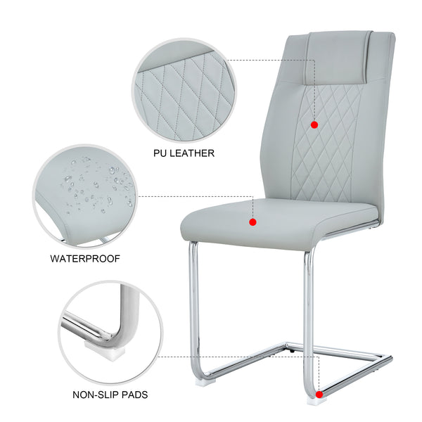 English Elm Equipped modern faux leather dining chairs with metal legs, high-density foam comfort for versatile rooms Light Gray W1151102507