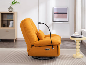 English Elm Power Recliner 270° Swivel Glider with Bluetooth Speakers, USB Charging, Phone Holder, Cup Storage Orange W1752128132