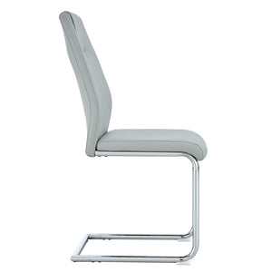 English Elm Modern Pu Leather Upholstered Dining Chairs Set of 8 with Chrome Metal Legs for Kitchen Light Gray W1151S00426