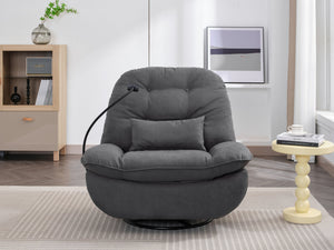 English Elm Power Recliner 270° Swivel Glider with Bluetooth Speakers, USB Charging, Phone Holder, Cup Storage Grey W1752128133