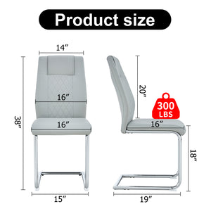English Elm Equipped modern faux leather dining chairs with metal legs, high-density foam comfort for versatile rooms Light Gray W1151102507