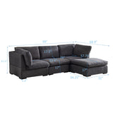 English Elm L Shape Modular Soft Fabric Sofa Filled With Down (Dark Grey)