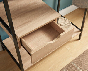 English Elm Metal Clothes Rack Slim Open Wardrobe with Drawer and Heavy-Duty Rod for Small Spaces and Entryways Antique White B107P147854