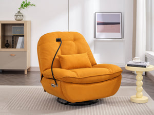English Elm Power Recliner 270° Swivel Glider with Bluetooth Speakers, USB Charging, Phone Holder, Cup Storage Orange W1752128132