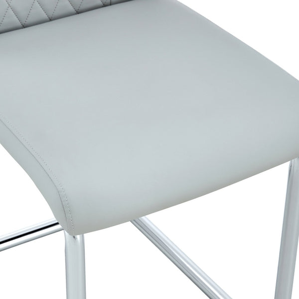 English Elm Modern Pu Leather Upholstered Dining Chairs Set of 8 with Chrome Metal Legs for Kitchen Light Gray W1151S00426